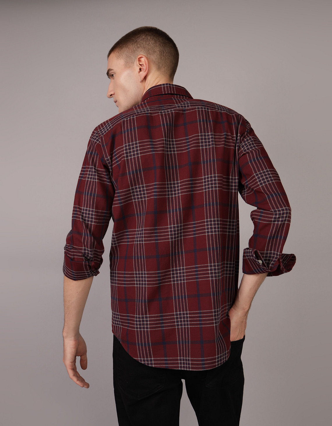 Camisa Manga Larga con patrón de cuadros Hombre AE - Rojo 0153_2659_600_ob