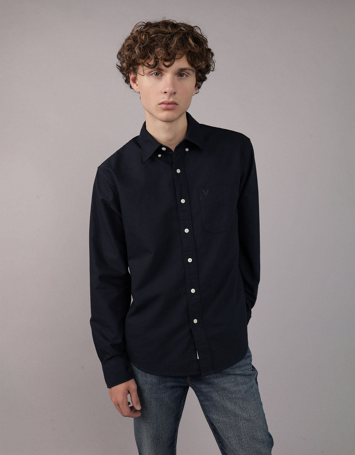 Camisa de Oxford Slim Fit Everyday Ae - Negro 0153_2722_001_of