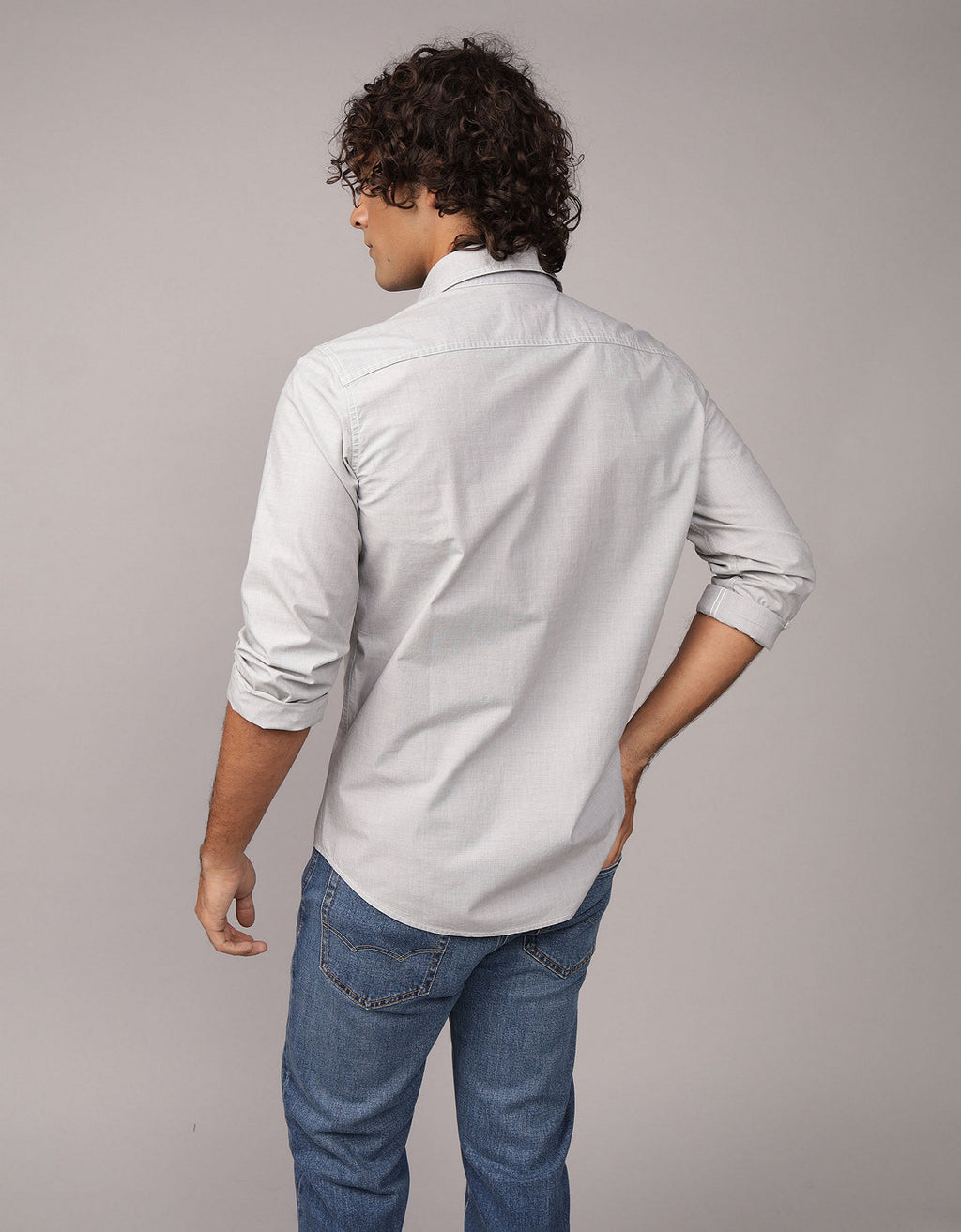 Camisa de Oxford Slim Fit Everyday Ae - Gris 0153_2722_020_ob