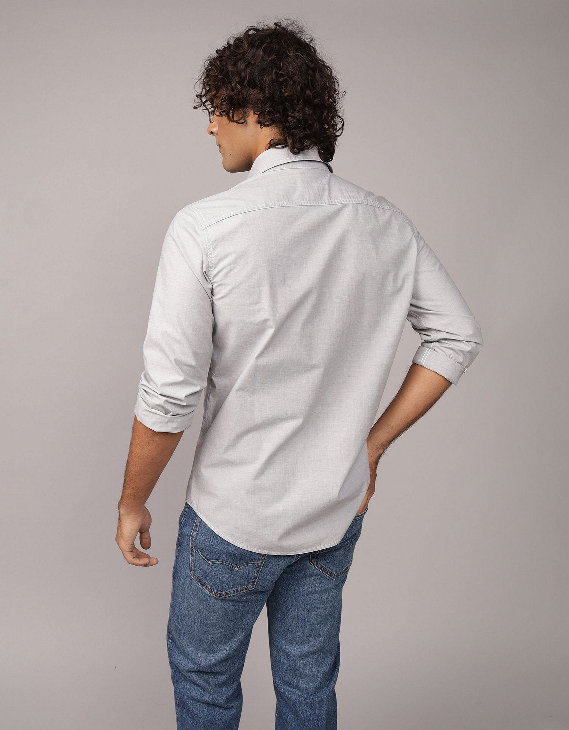Camisa de Oxford Slim Fit Everyday Ae - Gris 0153_2722_020_ob