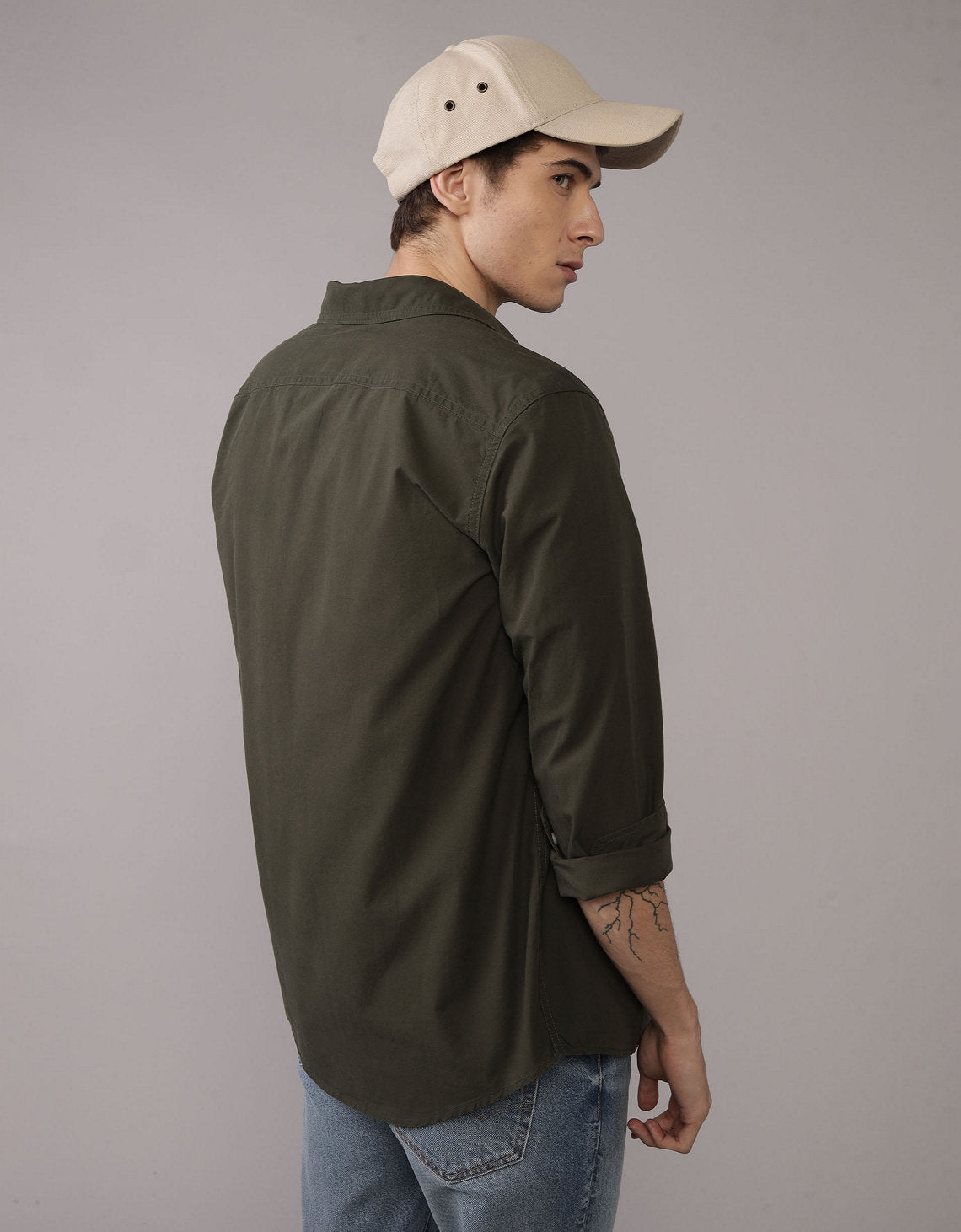 Camisa de Oxford Slim Fit Everyday Ae - Caqui 0153_2722_375_ob