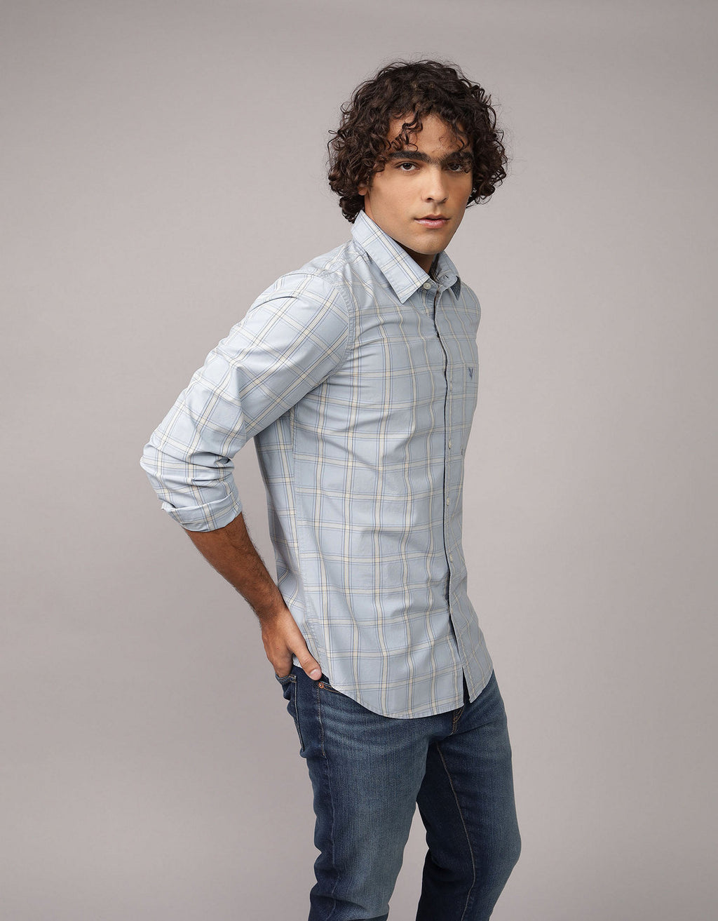 Camisa de Oxford Slim Fit Everyday Ae - Azul 0153_2722_403_of