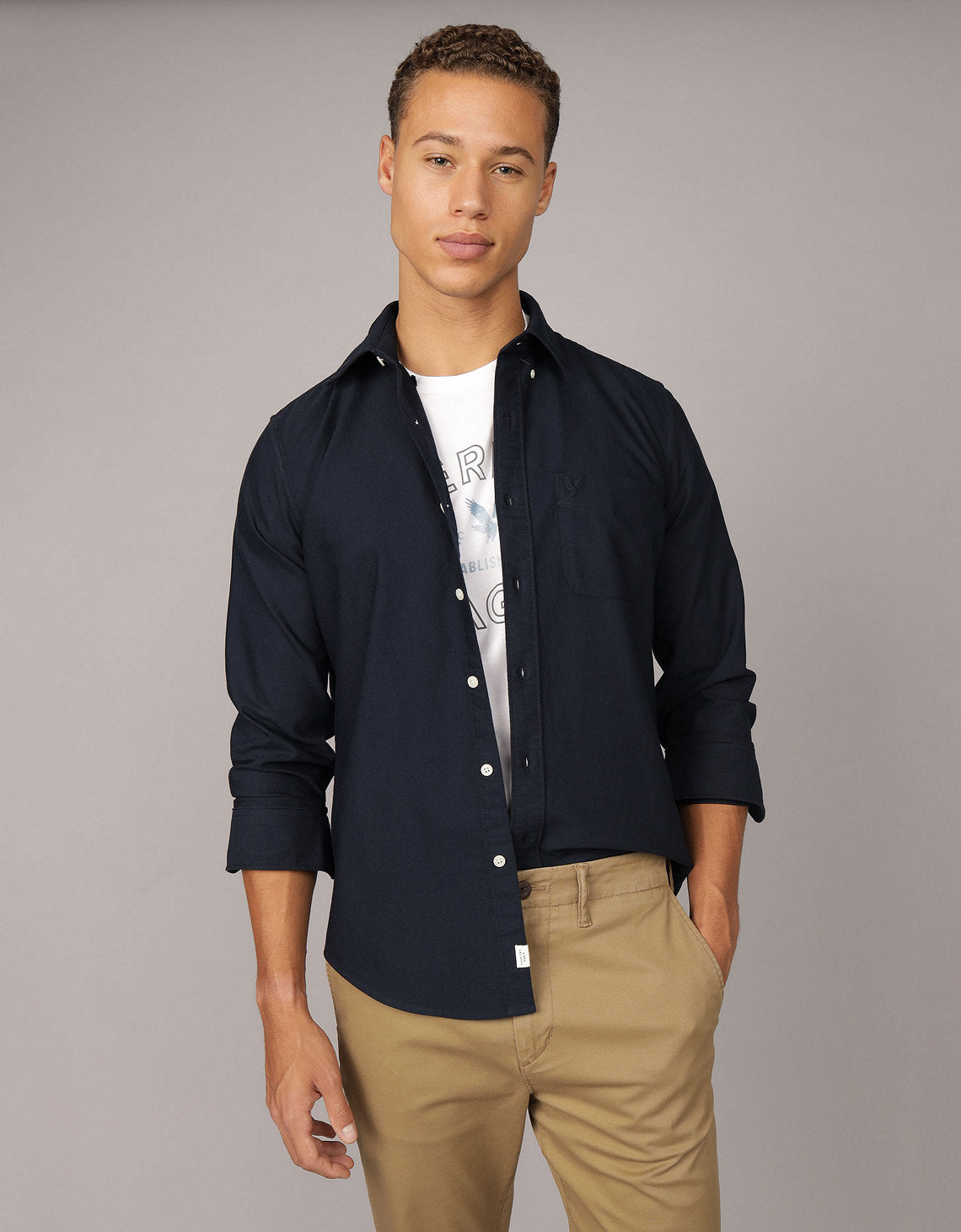 Camisa de Oxford Slim Fit Everyday Ae - Azul 0153_2722_410_of