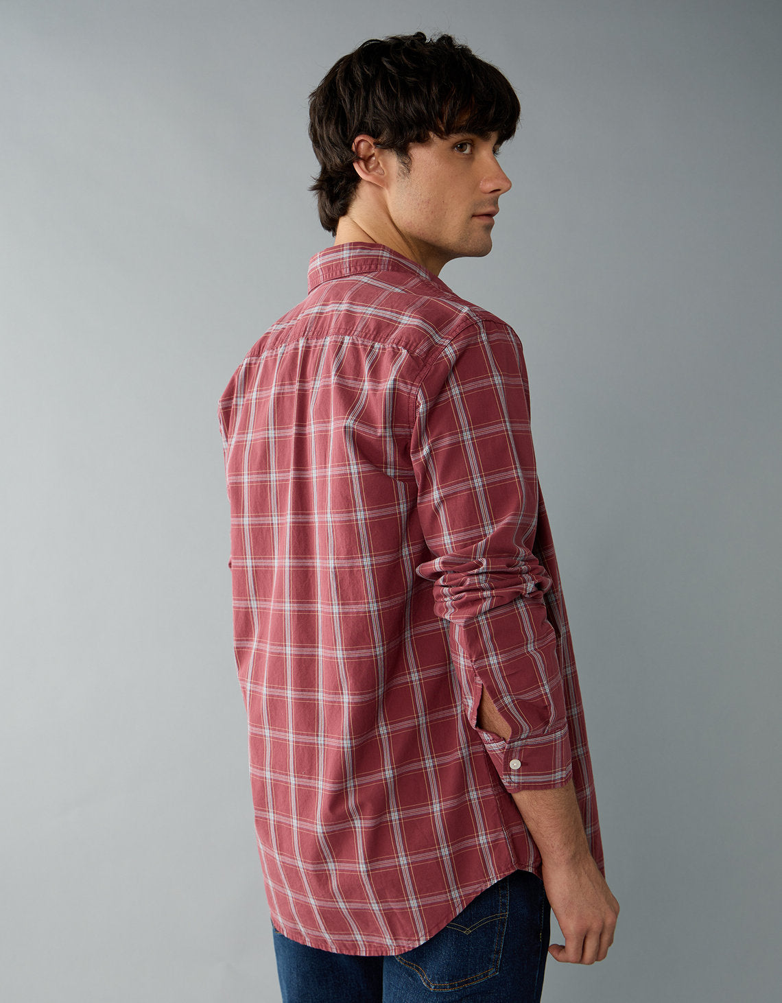 Camisa de Oxford Slim Fit Everyday Ae - Rojo 0153_2722_683_ob