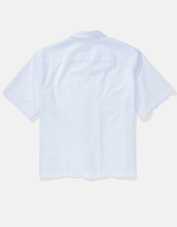 Camisa abotonada de mezcla de lino para la piscina - Blanco