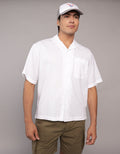 Camisa abotonada de mezcla de lino para la piscina - Blanco 0153_2734_100_of