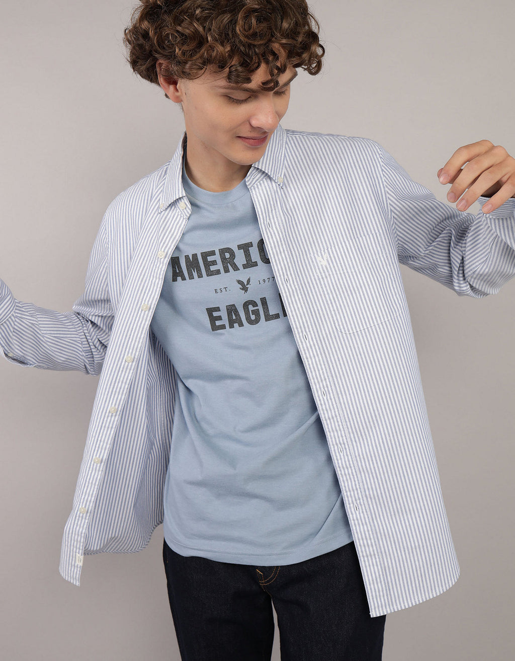 Camisa de Oxford Slim Fit Everyday Ae - Azul 0153_2830_401_of