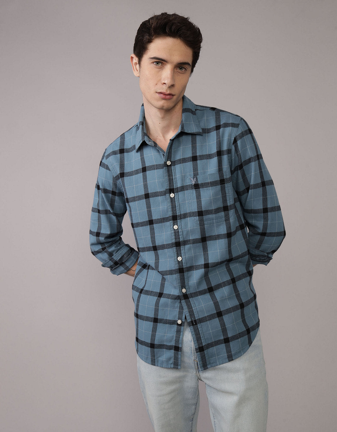 Camisa Slim Fit Everyday Ae - Azul 0153_3004_272_of