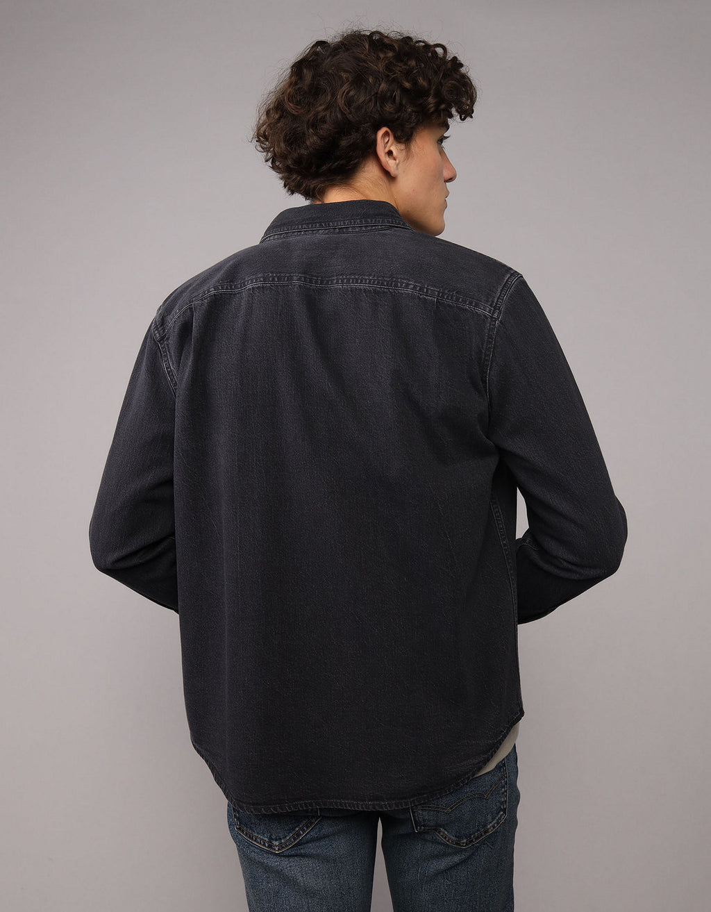 Camisa de botones diaria Ae - Negro 0153_3009_081_ob