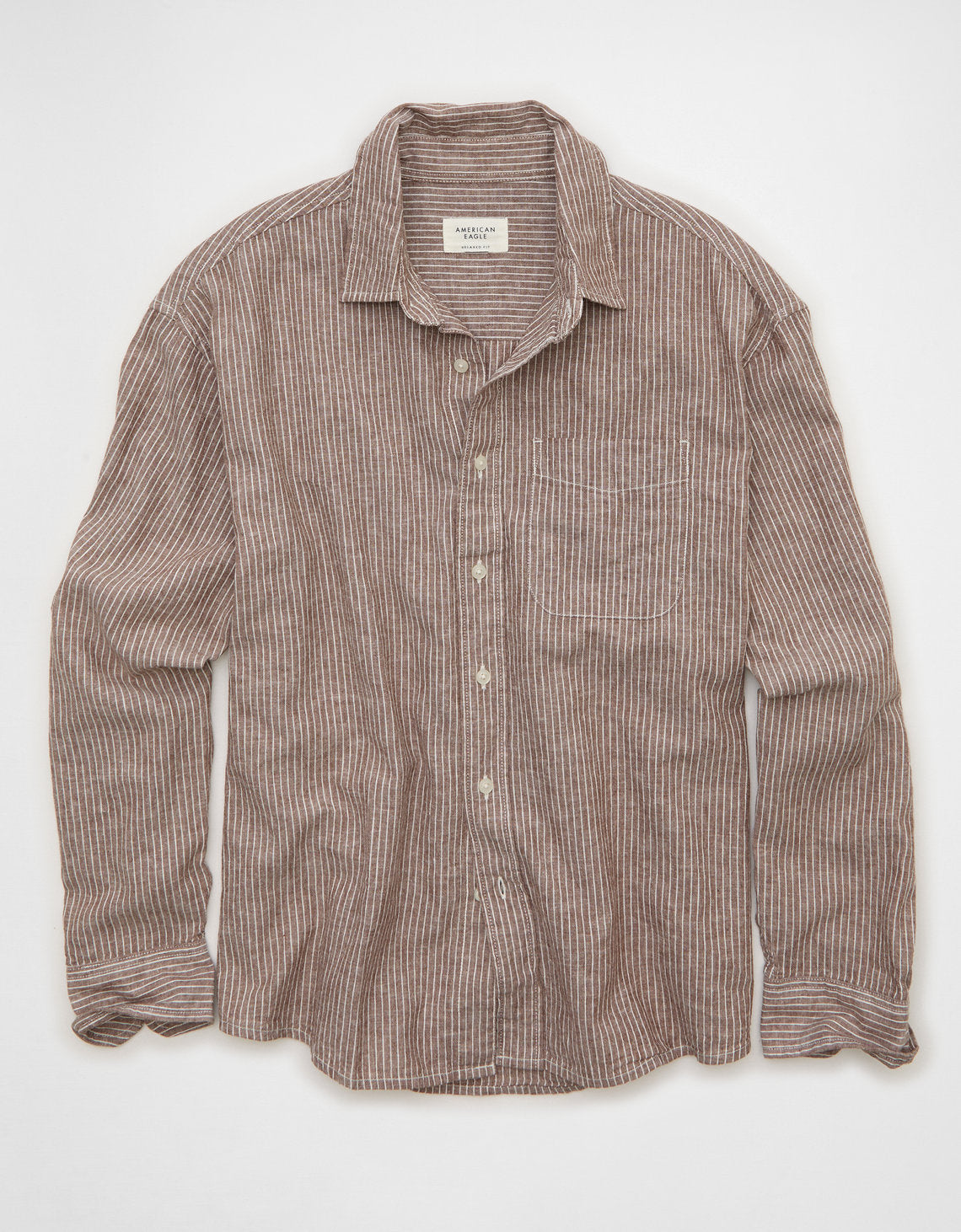 Camisa de lino con ajuste relajado y botones - Café 0153_3087_200_f