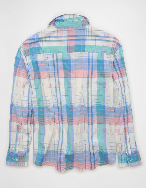 Camisa de lino con ajuste relajado y botones - Generico