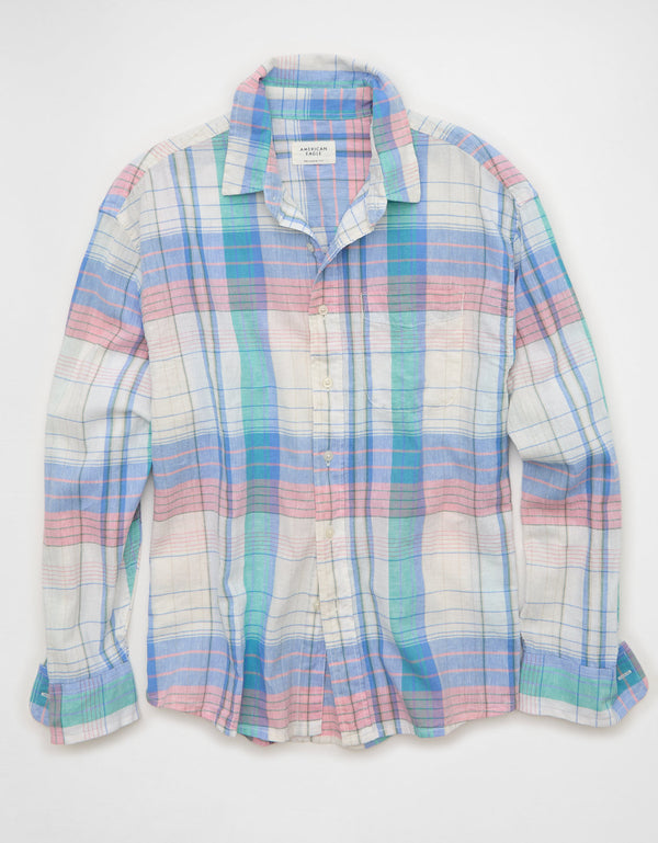 Camisa de lino con ajuste relajado y botones - Generico