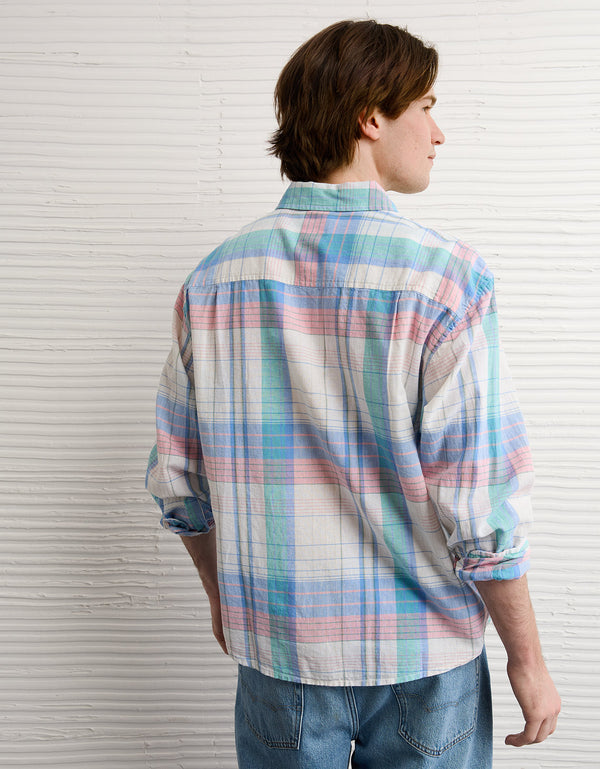 Camisa de lino con ajuste relajado y botones - Generico