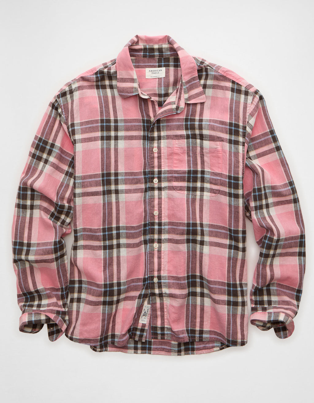 Camisa de lino con ajuste relajado y botones - Rosa 0153_3087_626_f