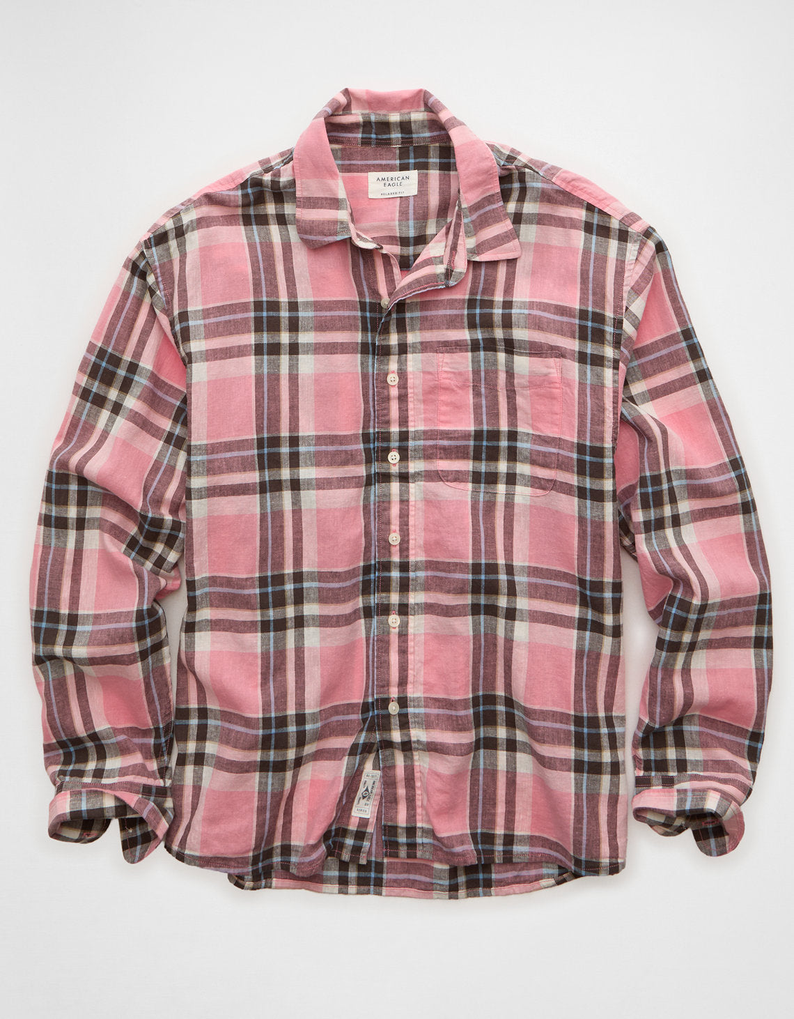 Camisa de lino con ajuste relajado y botones - Rosa 0153_3087_626_f