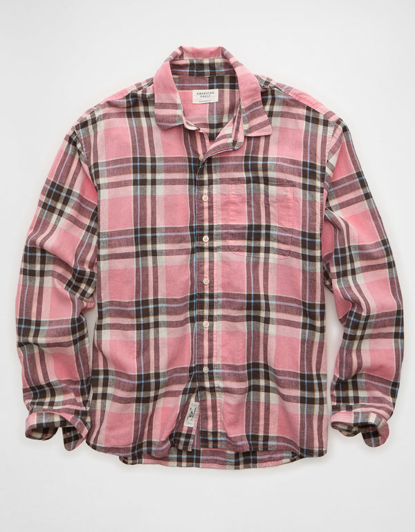 Camisa de lino con ajuste relajado y botones - Rosa