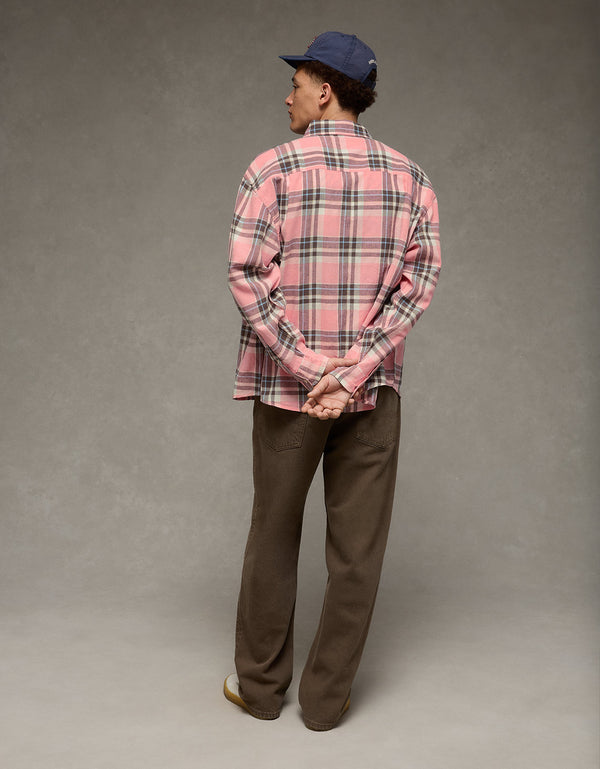 Camisa de lino con ajuste relajado y botones - Rosa