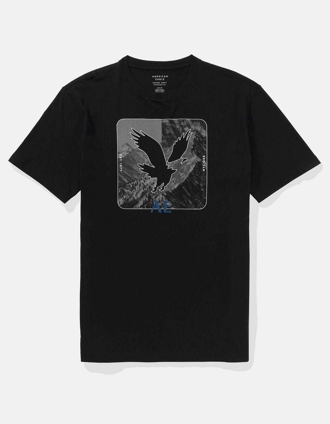 Camiseta Ae gráfica con logo supersuave - Negro 0181_3337_001_f