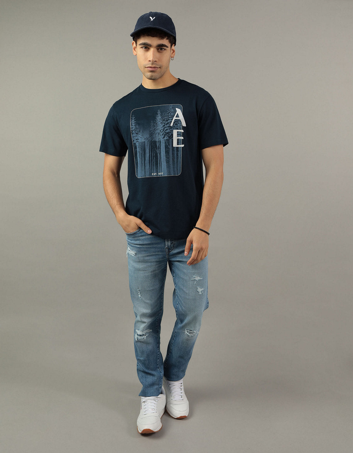 Camiseta Ae gráfica con logo supersuave - Azul 0181_3337_410_of