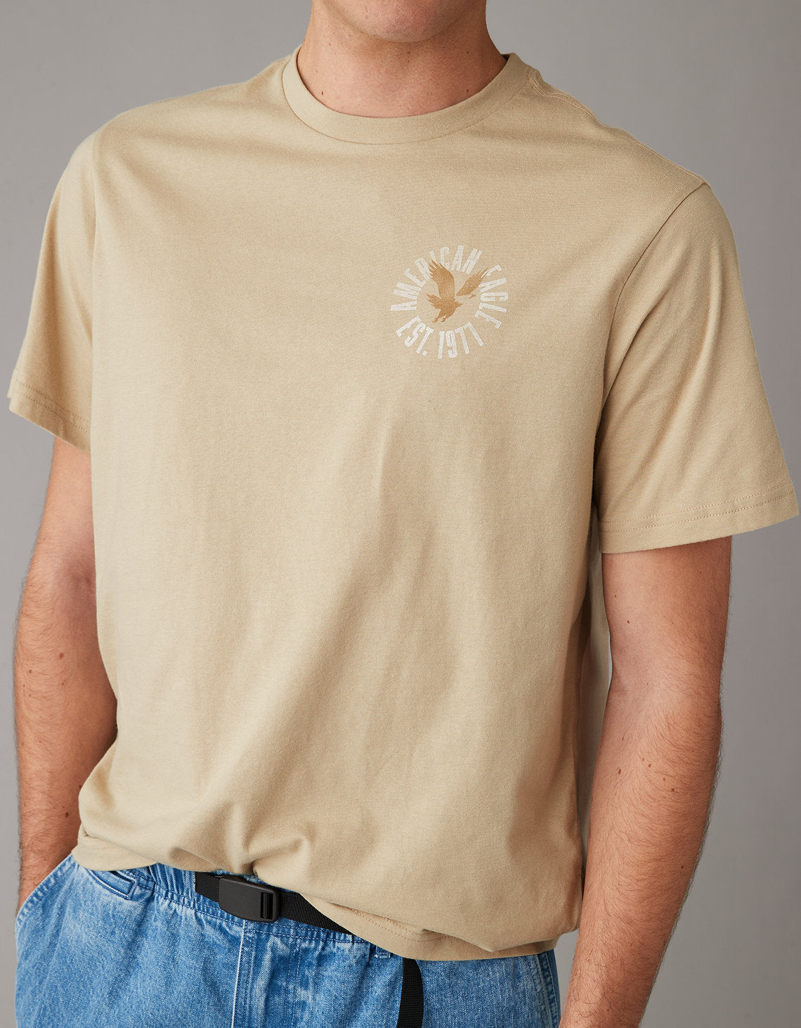 Camiseta Ae con gráfico - Caqui 0181_3437_212_os