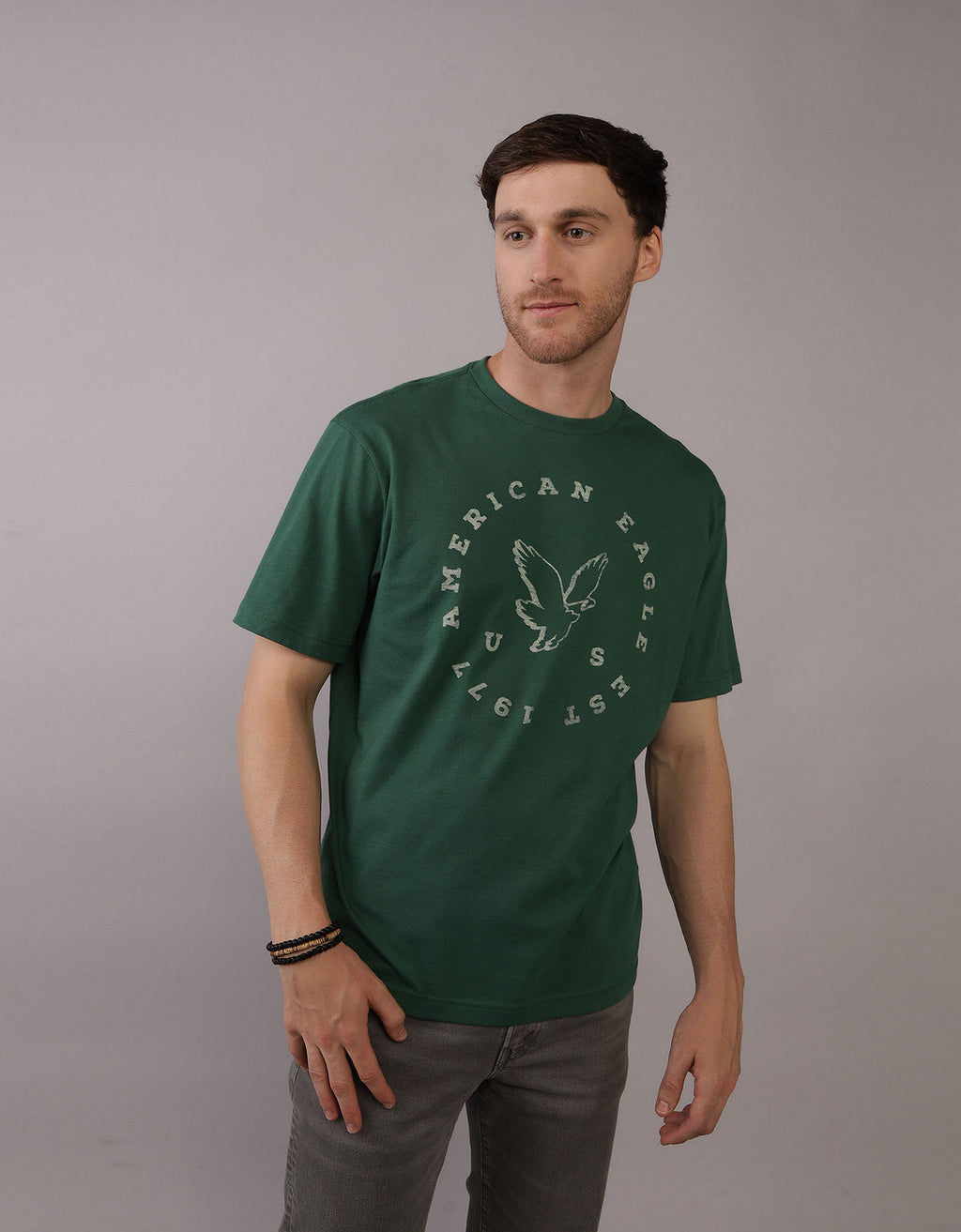 Camiseta con Gráfico Manga Corta Hombre AE - Verde 0181_3774_300_of