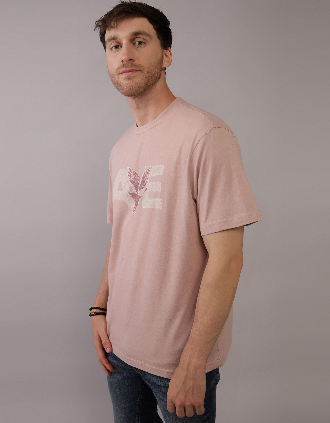 Camiseta con Gráfico Manga Corta Hombre AE - Rosa 0181_3774_615_of