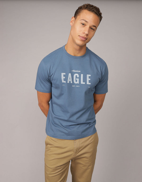 Camiseta Gráfica con Logo Ae - Azul