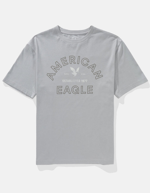 Camiseta Gráfica con Logo Ae - Gris