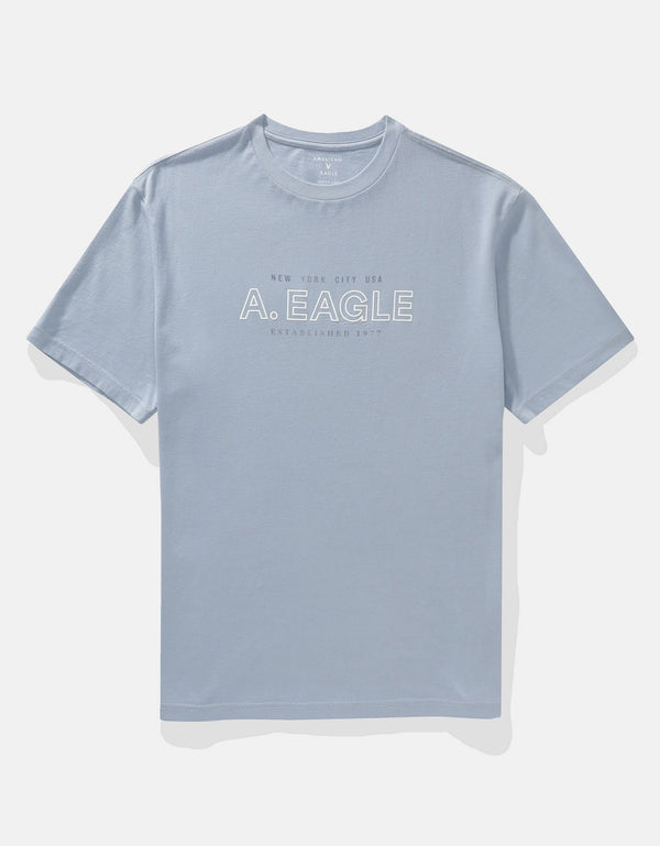 Camiseta Gráfica con Logo Ae - Azul