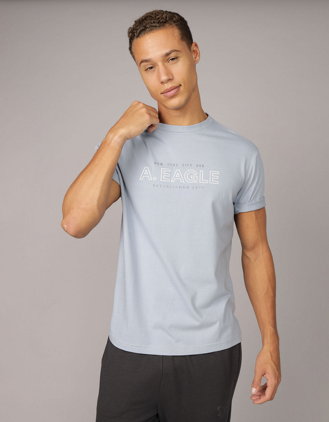 Camiseta Gráfica con Logo Ae - Azul 0181_4493_425_of
