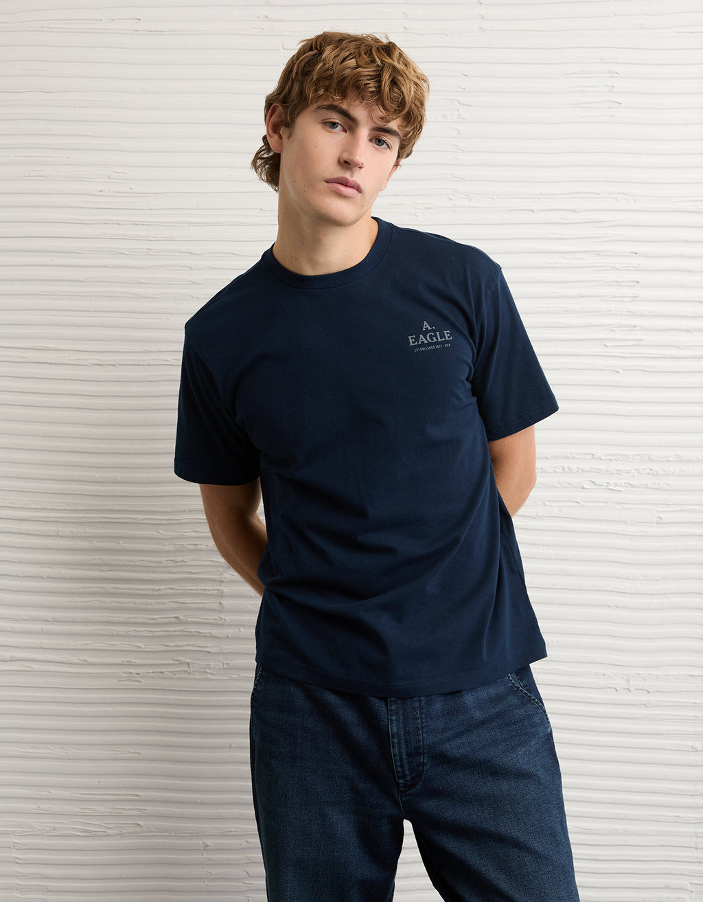 Camiseta Gráfica con Logo Ae - Azul 0181_4873_410_of