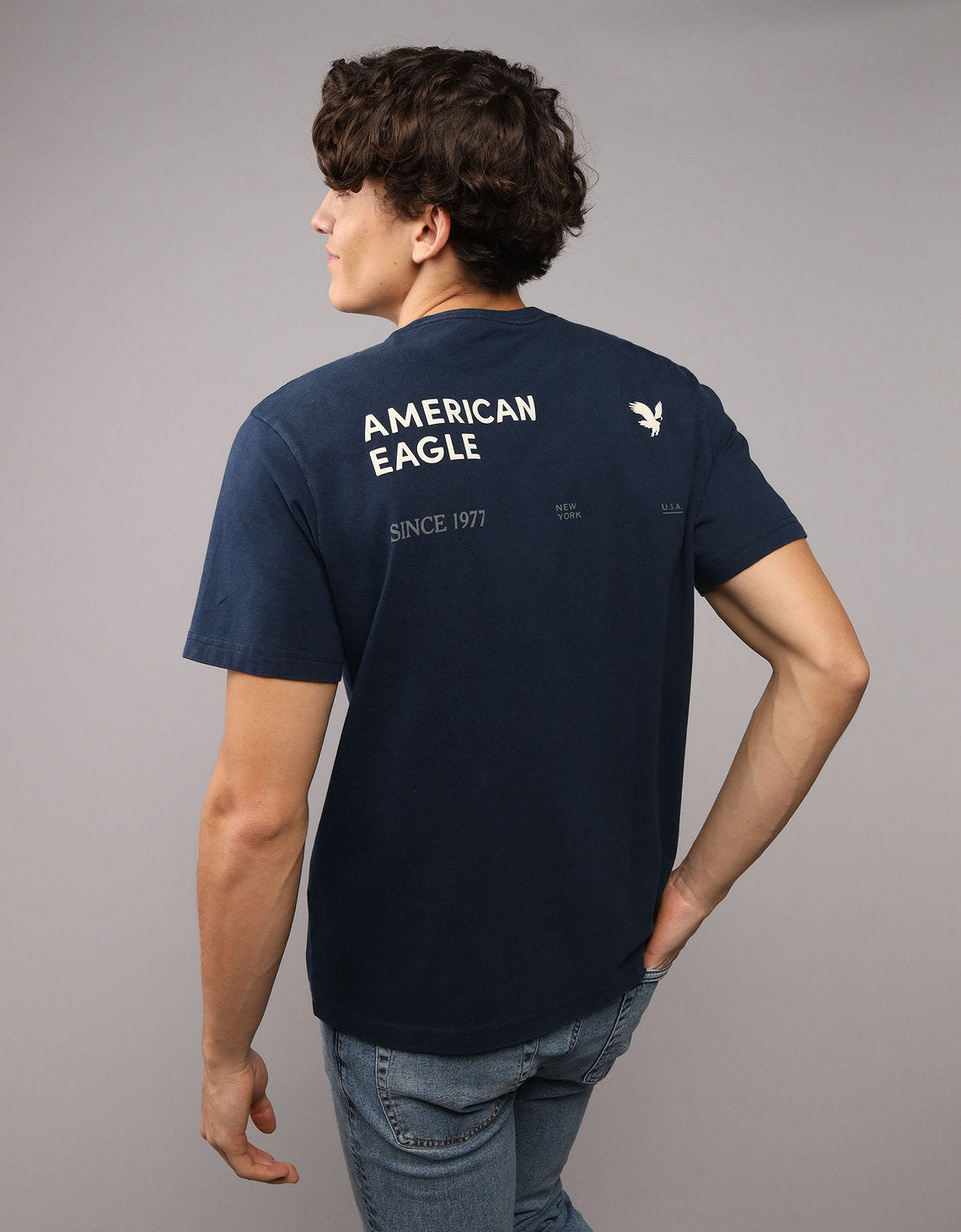 Camiseta gráfica con logotipo icónico Ae - Azul 0181_4892_467_ob