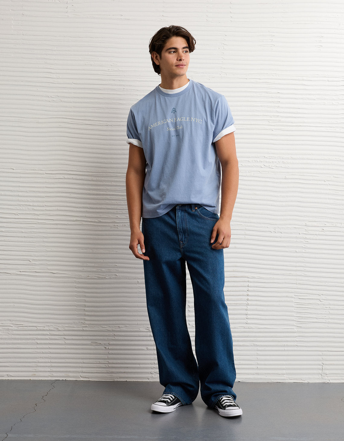 Camiseta Gráfica con Logo Ae - Azul 0181_5686_415_os
