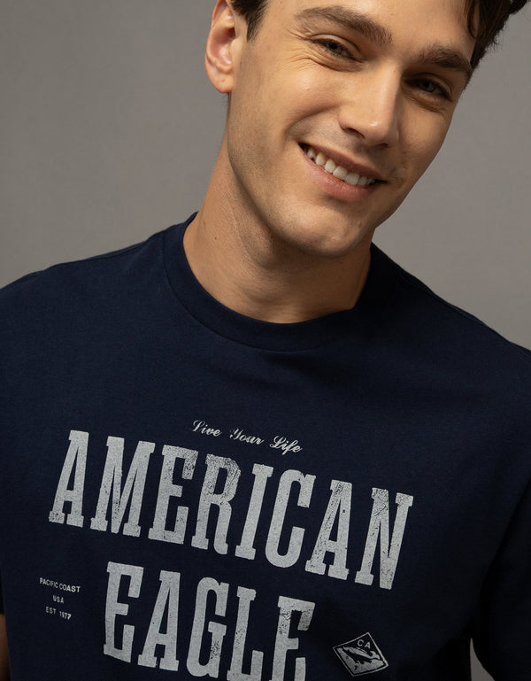 Camiseta Gráfica con Logo Ae - Azul
