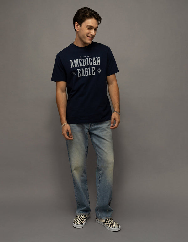 Camiseta Gráfica con Logo Ae - Azul