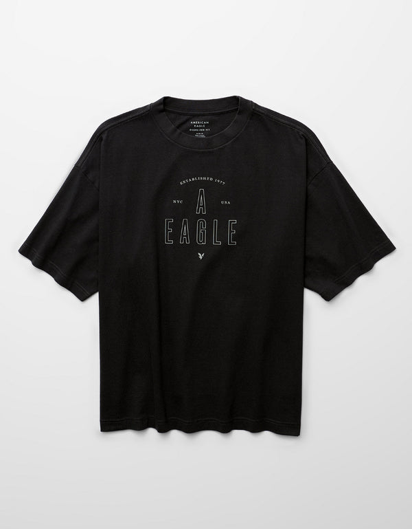 Camiseta Gráfica con Logo Ae Relaxed - Gris