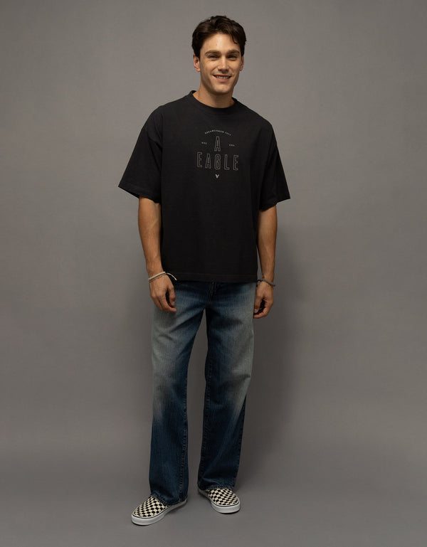 Camiseta Gráfica con Logo Ae Relaxed - Gris