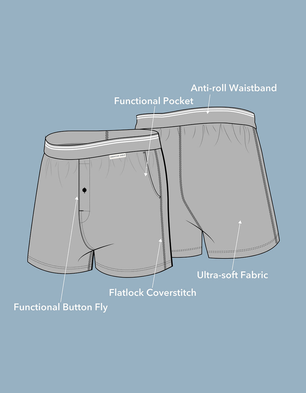 Boxer clásico de popelina con bolsillo para hombre Aeo - Azul 0231_4355_409_d3