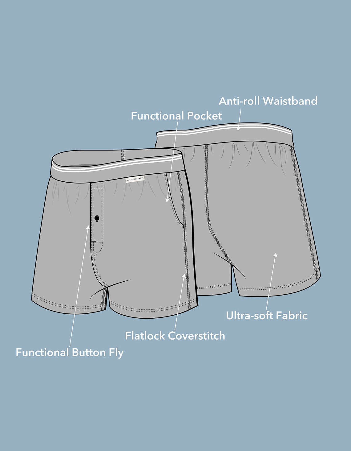Boxer clásico de popelina con bolsillo para hombre Aeo - Azul 0231_4355_409_d3