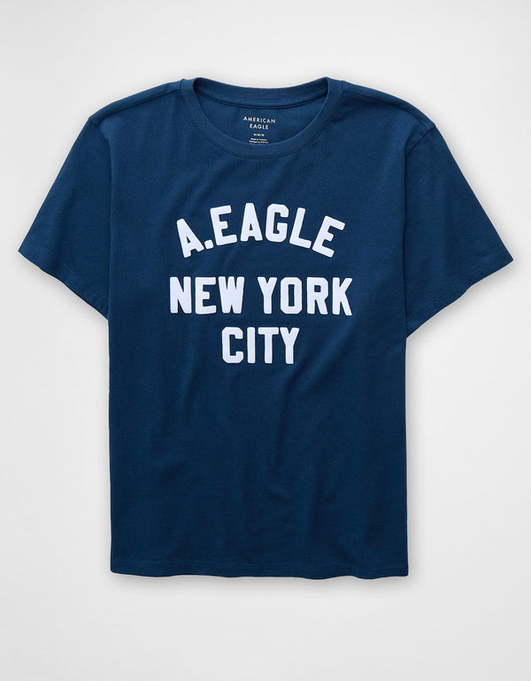 Camiseta Gráfica de Marca Ae - Azul