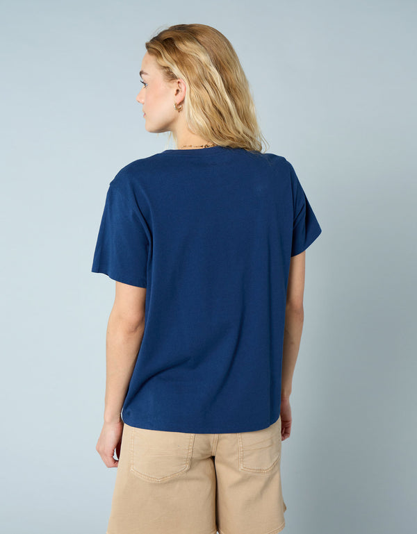 Camiseta Gráfica de Marca Ae - Azul