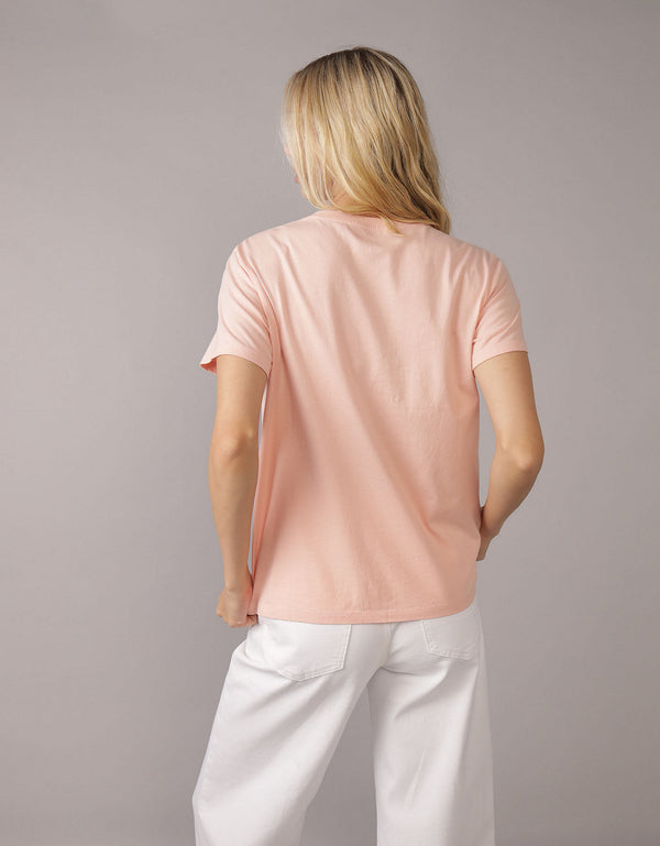 Camiseta Gráfica de Marca Ae - Rosa