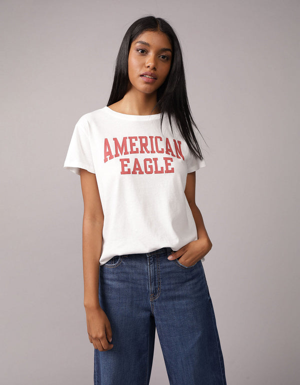 Camiseta Gráfica de Marca Ae - Blanco
