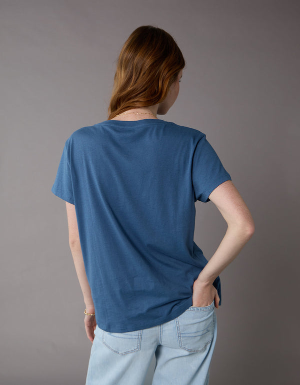 Camiseta Gráfica de Marca Ae - Azul
