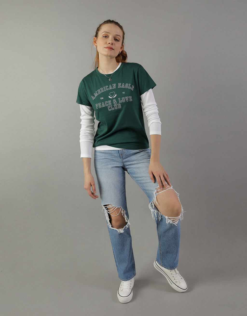 Camiseta AE gráfica con corte ajustado - Verde 0300_9119_300_of