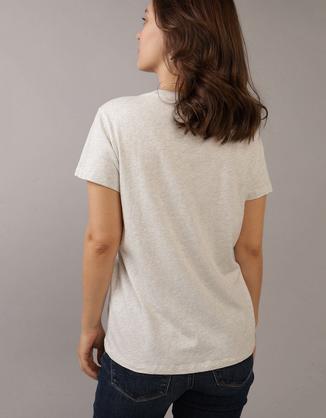 Camiseta AE con estampado manga corta de mujer - Gris 0300_9593_006_ob