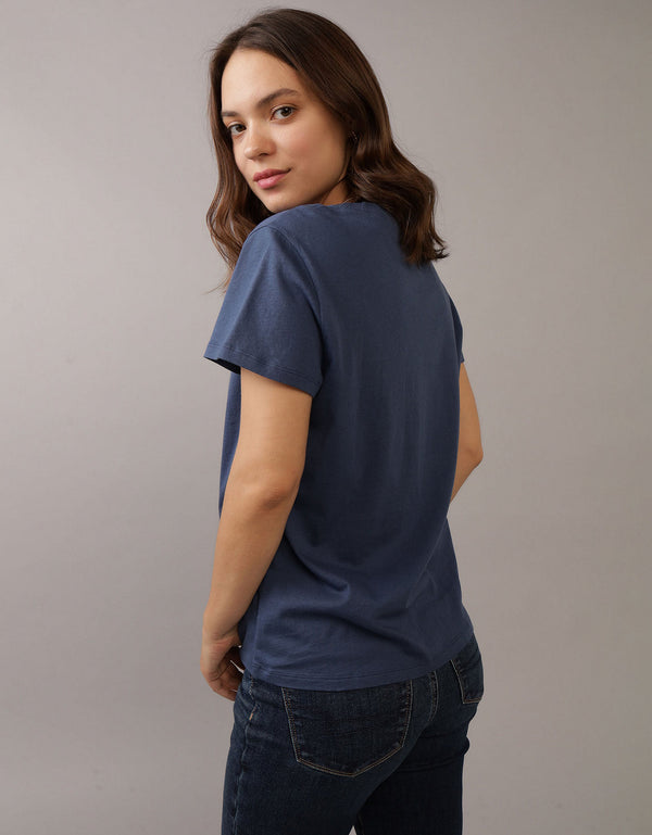Camiseta AE con estampado manga corta de mujer - Azul