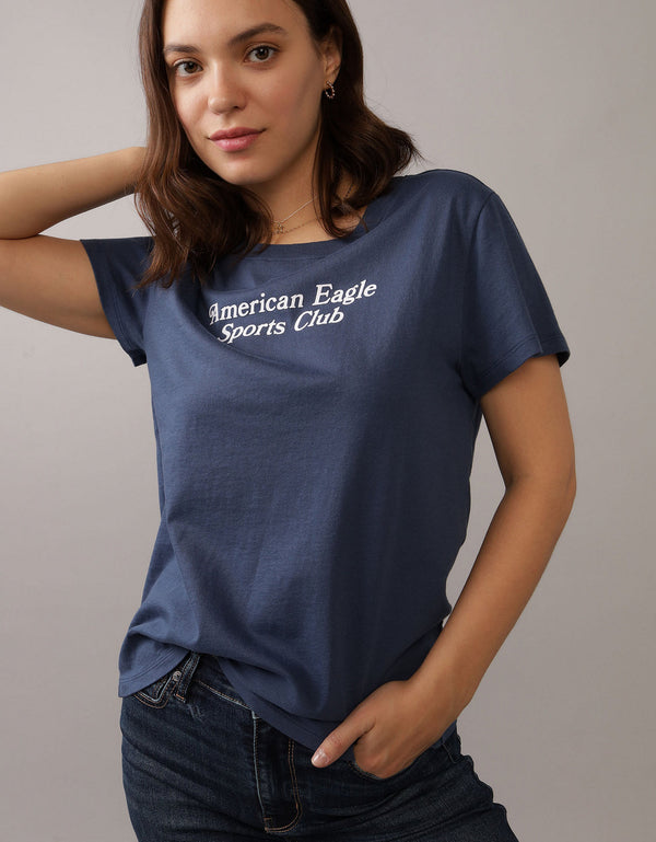 Camiseta AE con estampado manga corta de mujer - Azul