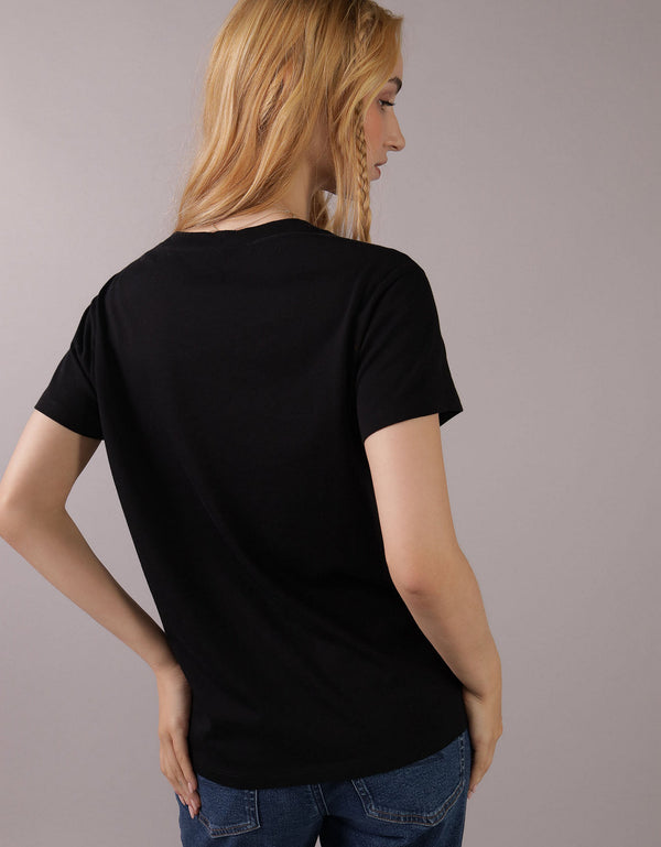 Camiseta con Gráfico Manga Corta Mujer AE - Negro