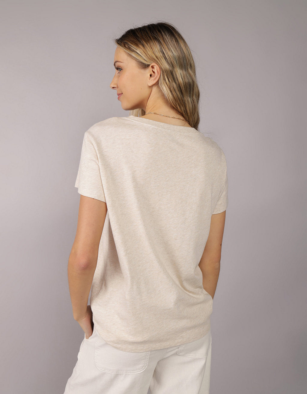 Camiseta con Gráfico Manga Corta Mujer AE - Beige 0300_9750_676_ob